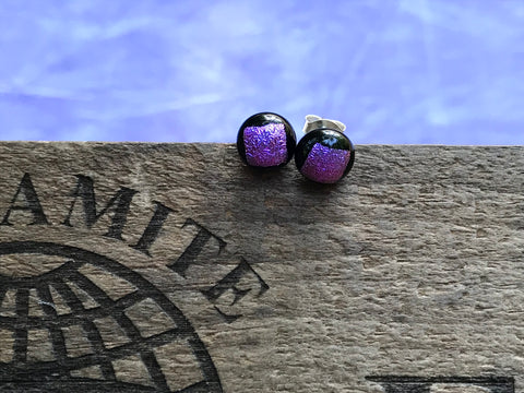 Purple Dichroic Glass Post Earrings