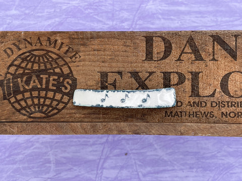 Medium Gray Music Notes White Enamel Barrette