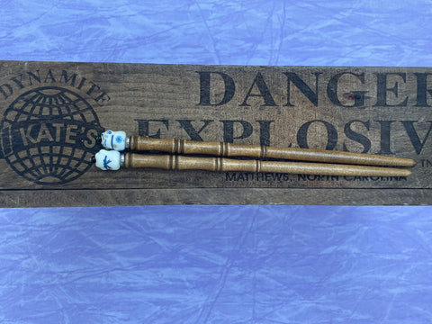 Lucky Blue Japanese Kitty Brown Hair Sticks