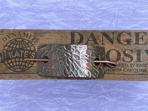 Large Crackle Copper Barrette Antique Look