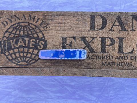 Purple Apatosaurus on Blue Enamel Barrette