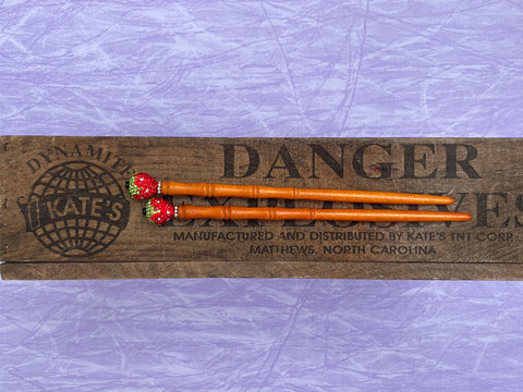 Beaded Strawberry Black Hair Sticks
