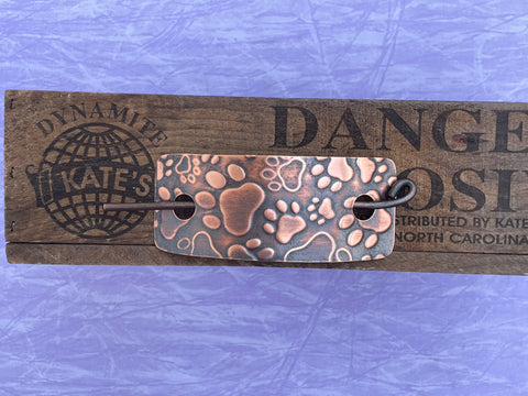 Large Paw Print Copper Barrette Antique Look