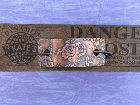 Large Rose Copper Barrette Antique Look