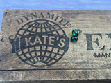 Yellowish Green Crinkle Dichroic Glass Post Earrings