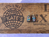 Pink Blue Green Striped Dichroic Glass Earrings