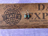 Pink Blue Green Striped Dichroic Glass Earrings