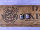 Pink Blue Green Striped Dichroic Glass Earrings