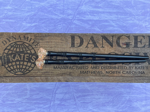 Twist Pink Transparent Glass Black Hair Sticks