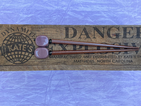 Flat Purple Glass Brown Hair Sticks