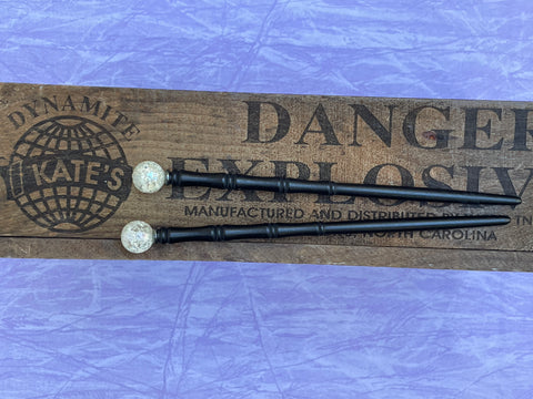 Crackled Glass Black Hair Sticks