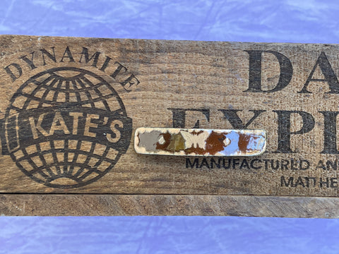 Small Tan Butterfly Brown Enamel Barrette