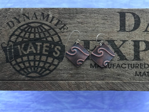 Wave Copper Antique Look Earrings