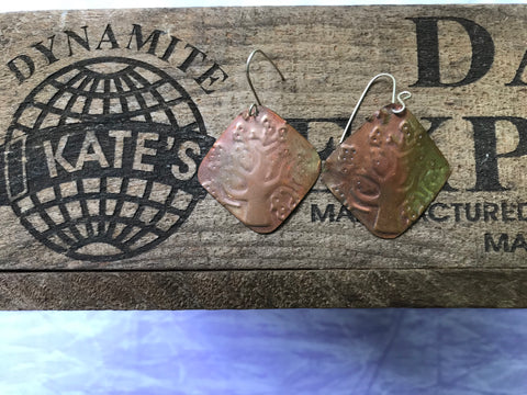 Modern Tree Open Leaves Copper Earrings