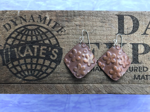 3 Flowers Copper Earrings