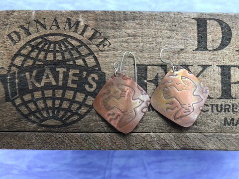 Diving Bird Copper Earrings