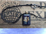 Gold Paw Print Iridescent  Glass Pendants