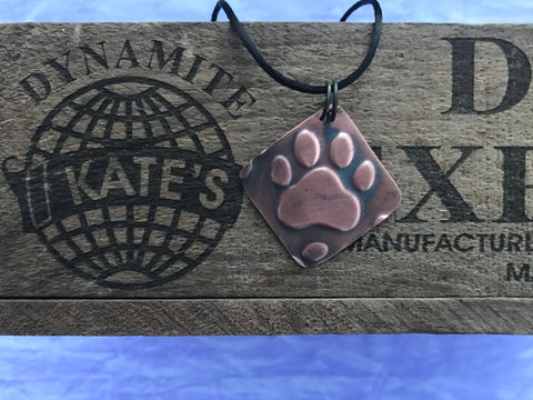Paw Print Copper Pendant