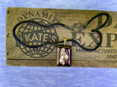 Gold Posing Mermaid on Iridescent Glass Pendant