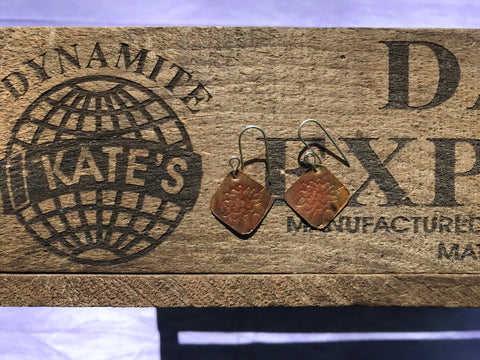 Flat Lotus Copper Earrings