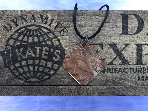 Navajo Textile Copper Pendant