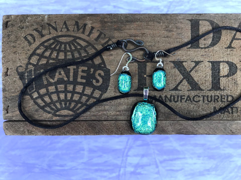 Lime Crinkle Dichroic Glass Set