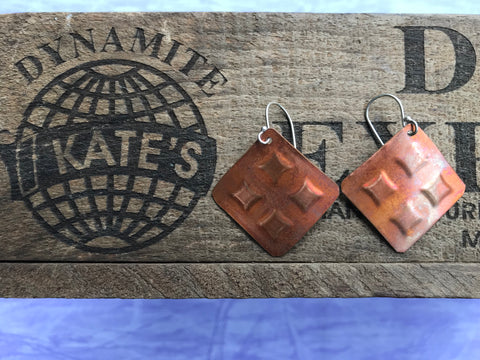 4 Square Copper Earrings