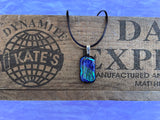 Emerald Cobalt Stripe Dichroic Glass Pendant