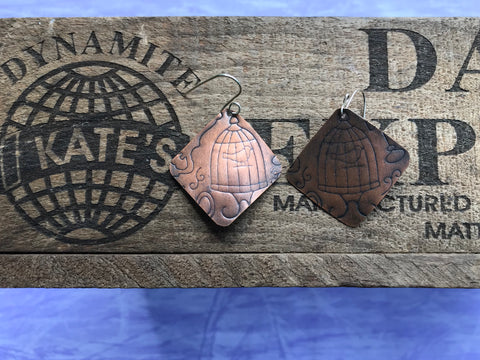 Birdcage Copper Earrings