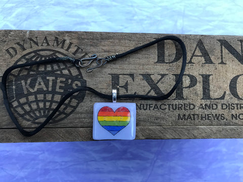 Rainbow Heart Lilac Glass Pendant
