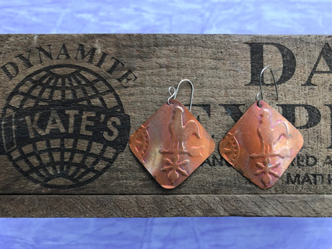 Rooster Copper Earrings
