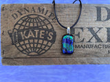 Emerald Cobalt Stripe Dichroic Glass Pendant
