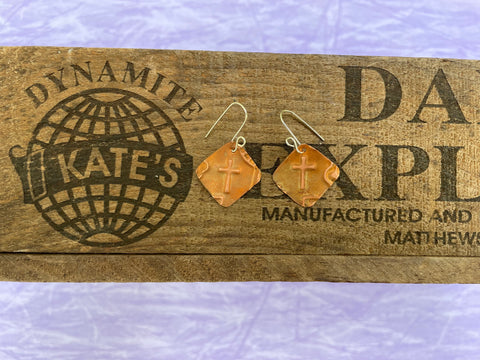 Cross Copper Earrings