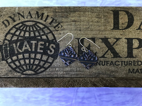 Crown Antique Look Copper Earrings
