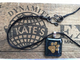 Gold Paw Print Iridescent  Glass Pendants