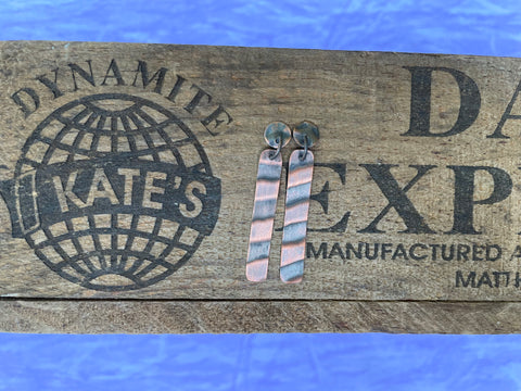 Zebra Copper Post Antique Look Earrings