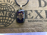 Gold Paw Print Iridescent  Glass Pendants