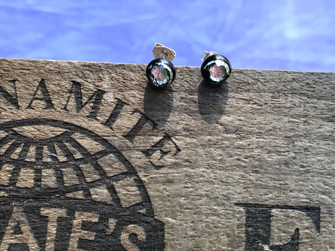 Pink Dichroic Glass Post Earrings
