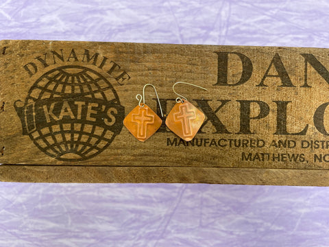 Cross Outline Copper Earrings