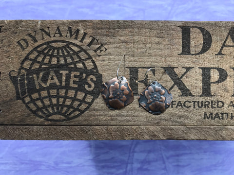Pansy Antique Look Copper Earrings