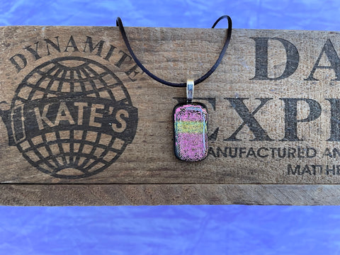Pink Gold Crinkle Dichroic Glass Pendant