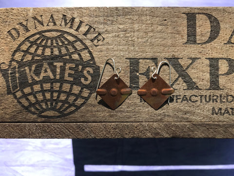 2 Dashes and a Dot Copper Earrings