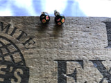 Pink Polka Dot Dichroic Glass Post Earrings