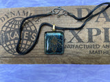 Gold Bee on Iridescent Glass Pendant