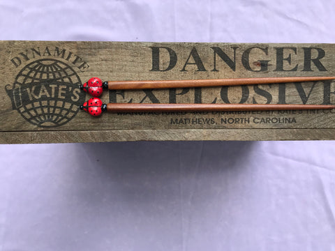Ladybug Jujube Hair Sticks