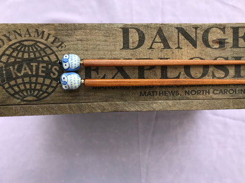 Light Blue Owl Jujube Hair Sticks