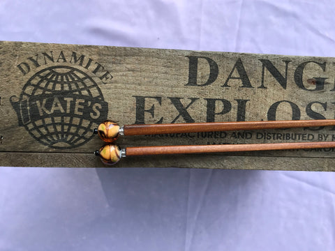 Brown Swirl Glass Jujube Hair Sticks