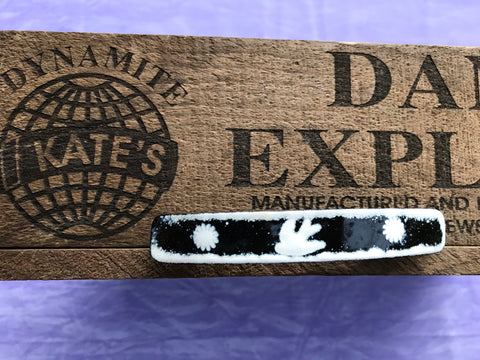 White Dove and Sun Black Enamel Barrette