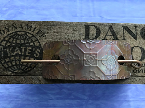 Large Decorative Tile Copper Barrette