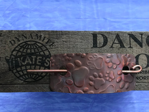 Large Paw Print Copper Barrette